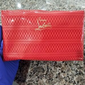 Christian Louboutin Vibrant Red Patterned Makeup Bag